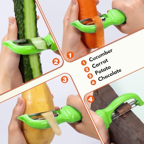 Rainspire Vegetable Peeler Potato Peelers for Kitchen, Sharp Stainless Steel Blades Veggie, Comfortable Handle Fruit Peeler, Carrot Peeler Apple Peeler Dishwasher Safe, Green, 1-Pack