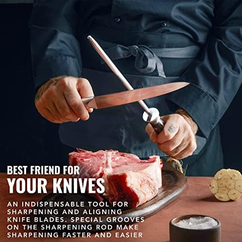 Cutluxe Honing Rod, 10" Knife Sharpener Steel – Honing Steel for Knives