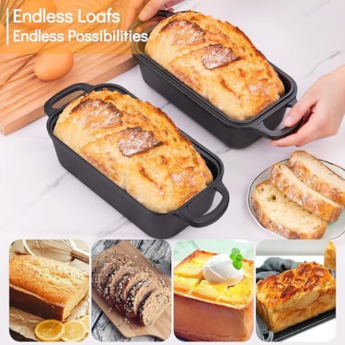 GRMImosa Cast Iron Loaf Pan with Lid, 9x5 Inch Sourdough Baking Pan