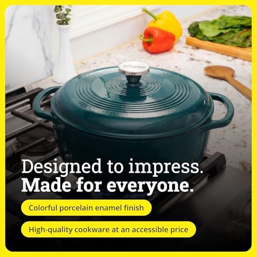 Lodge Essential Enamel Cast Iron Dutch Oven, 6 Quart, Lagoon
