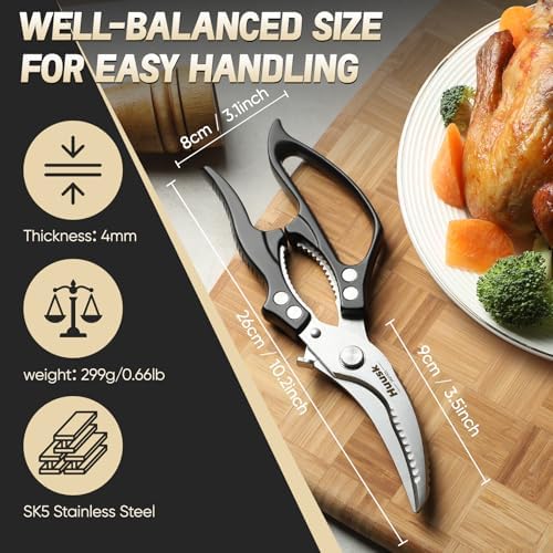 Huusk Kitchen Scissors All Purpose – Japanese Heavy Duty Poultry Shears
