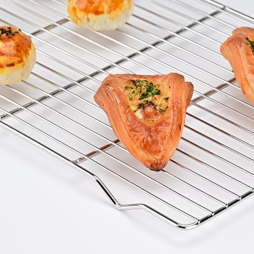 2-Pack Cooling Racks for Baking, 10x15 Inch, Heavy Duty Stainless Steel Wire Cookie Rack Fits Half Sheet Pan, Oven Safe Cooling Rack Set, Dishwasher Safe & Non-Toxic