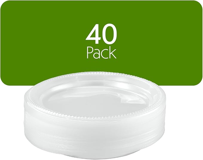 PLASTICPRO 40 Pack Clear Plastic Plates 7 Inch Durable Disposable Plastic Dinner Plates for Parties Events BBQ