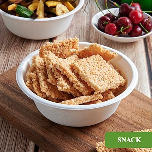 Vplus 180 Pack 16 OZ Compostable Paper Bowls, Bagasse Bowls,White