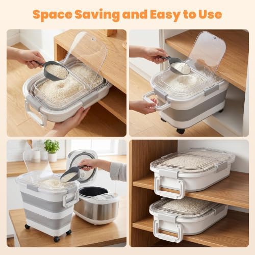 2 Pack 25 Lbs Dog Food Storage Container, Collapsible Rice Container