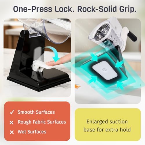 Rotary Cheese Grater, Upgraded Hand Crank Cheese Shredder with 3 Interchangeable Blades, Multi-purpose Kitchen Slicer Shredder for Cheese, Vegetable, Fruit, Nuts, Easy to Use & Clean, Black
