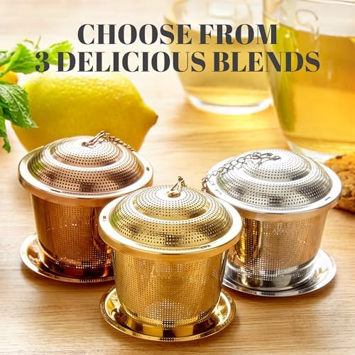 Tea Infuser Set of 2 with Tea Scoop & Drip Trays, Loose Leaf Tea Strainer