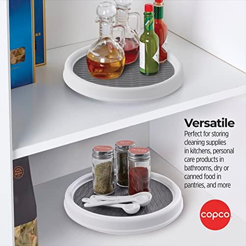 Copco Lazy Susan Turntable Organizer Set of 2, 9 Inch Rotating Cabinet and Pantry Storage, Nonslip Surface with Outer Rim, Wipe Clean