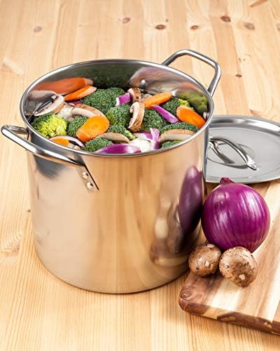 McSunley 607 Medium Stainless Steel Prep N Cook Stockpot, 12 quart, Silver