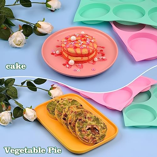 HUAKENER 2 Pcs Silicone Muffin Top Pan for Baking, 4 Inch Round Baking Mold