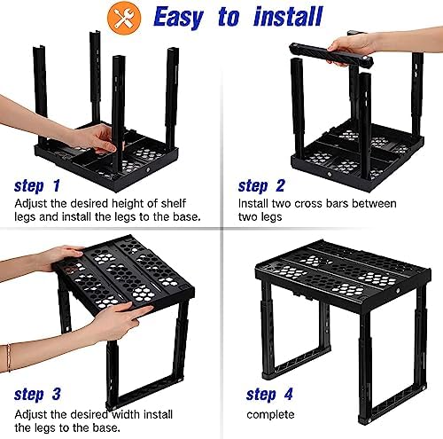 Piffny Locker Organizer Shelf, Adjustable Width and Height, Ideal Locker for School, Office, and Gym Lockers… (White), PLKSLF01