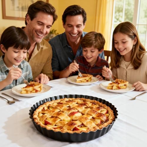 Tart Pan 2 Pack, 10 Inch Tart Pan with Removable Bottom, Nonstick Pie Pan