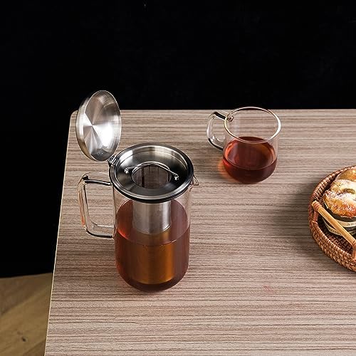 Aquach 51oz Glass Teapot with Infuser, Stovetop Safe Borosilicate Tea Pot