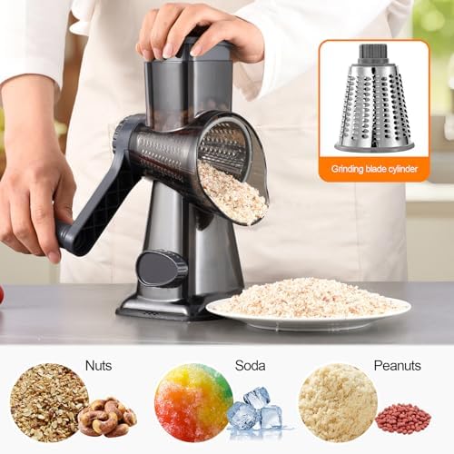 Rotary Cheese Grater Manual Hand Crank 3-in-1 Vegetable Shredde