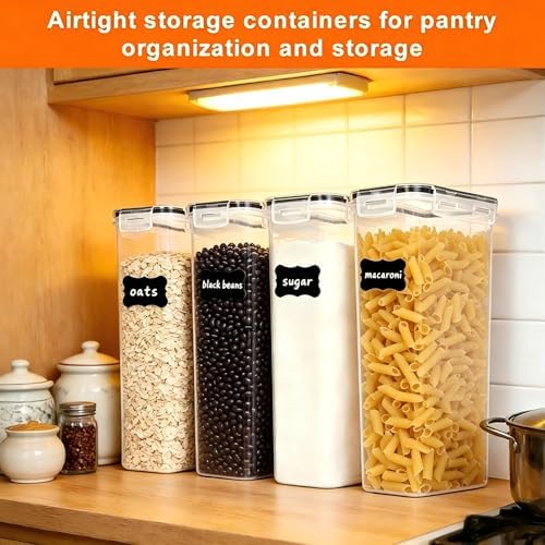 4pk 2.8L Airtight Containers, Clear Stackable Dry Food Storage