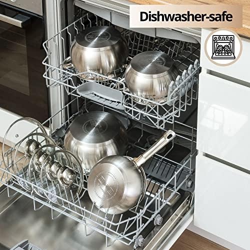 Daniks Classic 3 Quart Stainless Steel Stock Pot with Glass Lid, Tri-Ply Bottom for Even Heating, Induction Compatible, Dishwasher Safe