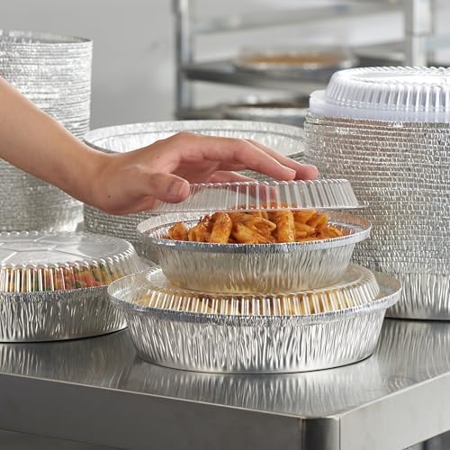 CURTA 7" Round Aluminum Foil Pans with Clear Lids | Heavy Duty | Great for Broiling, Baking, Storage, Roasting, Takeout, Air Fryer | 30 Pack