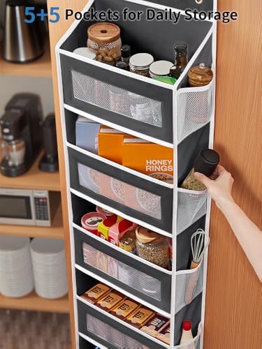 JARLINK Over the Door Organizer for Bedroom, Pantry Bathroom, 5 Shelf Black