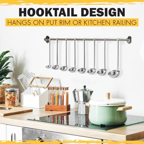 Ladle - Durable Stainless Steel Ladle Serving Measuring Soup Dressing Sauce Gravy Sturdy Dependable Long Handle for Kitchen (1, 8 Oz.)