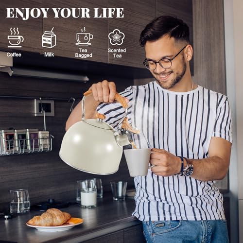 GGC Whistling Tea Kettle for Stove Top, 85OZ/2.6QT Stainless Steel Tea Pot