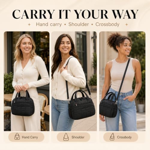 BTOOP Lunch Box for Women, Quilted Insulated Lunch Bag with Shoulder Strap