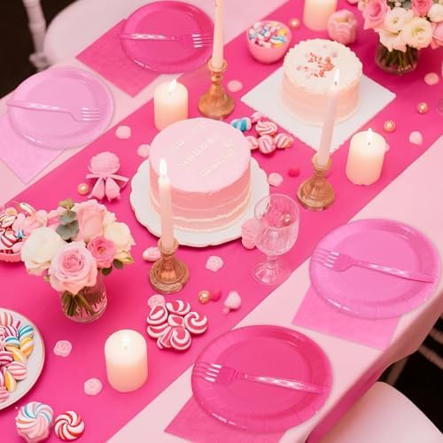 Serves 35 Guests Gradient Pink Plates and Napkins Party Supplies