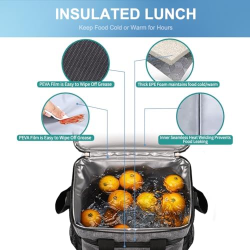 iknoe Insulated Lunch Bag, Foldable 8.5L Cooler Bag for Men & Women, Lunch Box
