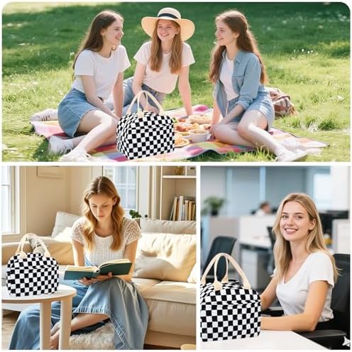 Cotton Quilted Insulated Lunch Bag, Reusable Quilted Floral Lunch Tote Bags