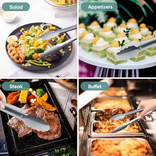12 Pack Buffet Tongs Serving Tongs Stainless steel Kitchen Tongs 9inch