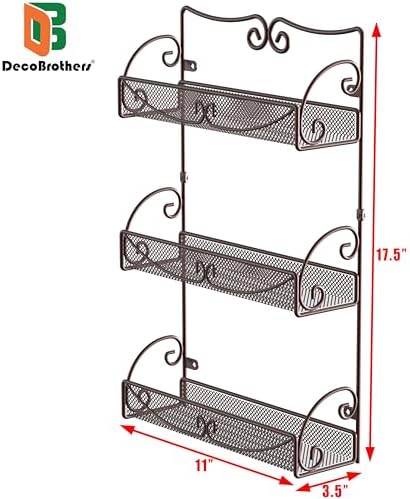 Deco Brothers 3 Tier Wall Mounted Hanging Spice Rack, Bronze