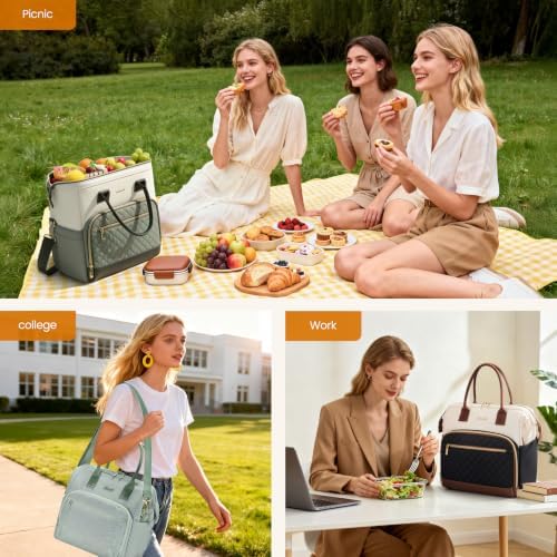 LOVEVOOK Lunch Bag Women, Insulated Lunch Box for Women with Cup Holder