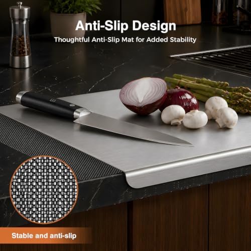 Titanium Cutting Boards for Kitchen, Double-sided non-toxic Pure Titanium Cutting Board, Dishwasher Safe Chopping & Kneading Board for Meat, Fruits, Vegetables & Baking,16 * 12