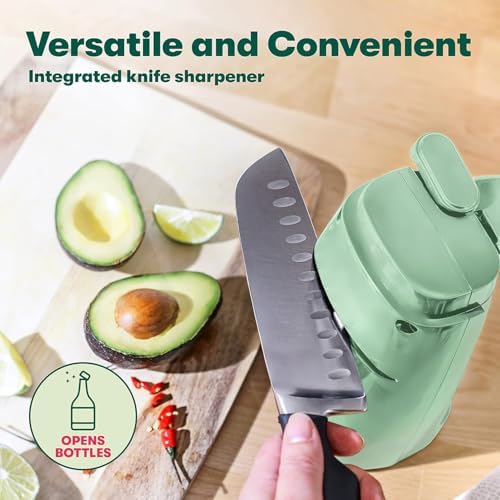 bella Electric Can Opener and Knife Sharpener, Jar and Bottle Opener, Sage