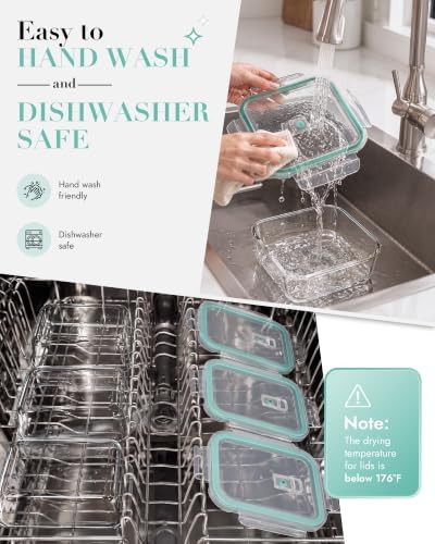 8-Pack Borosilicate Glass Food Storage Containers with Airtight Lids – Microwave, Oven, Freezer Safe, Leak-Proof, BPA-Free – Meal Prep, Baking & Gift Set