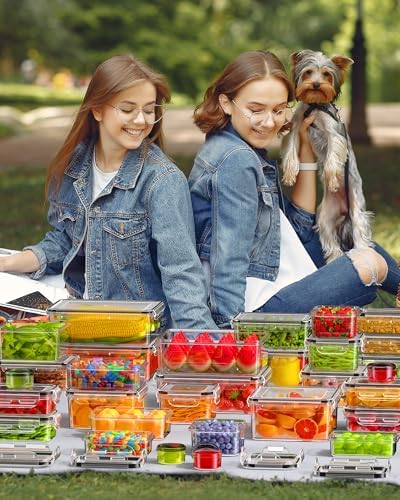 KEMETHY 60 PCS Food Storage Containers with Lids, Plastic Food Containers