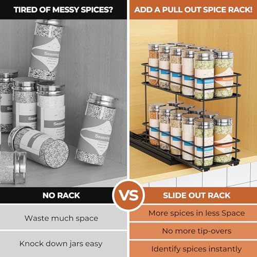 Mystozer Pull Out Spice Rack Organizer for Cabinet, Slide Out Spice Racks