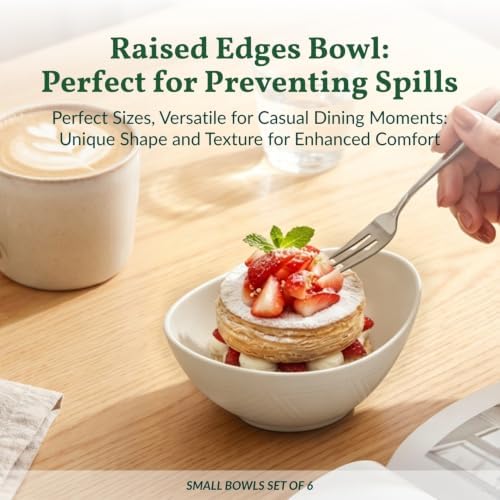 Homienly Small Bowls Set Wheat Straw Bowls 10 oz Small Serving Bowls for Ice Cream, Dessert, Snack, Appetizer, Candy, Unbreakable Microwave and DIshwasher Mini Bowls for Party, Picnic (6 PCS White)