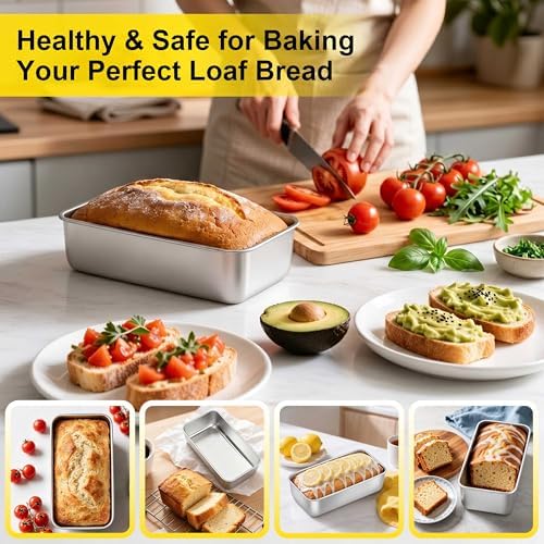 Homikit 6PCS Stainless Steel Loaf Pans for Baking Bread 9x5 Inch, Non Toxic