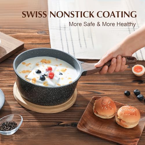 SENSARTE Nonstick Sauce Pan Set with Lid, 2+3 Quarts, PFOA/PFOS Free