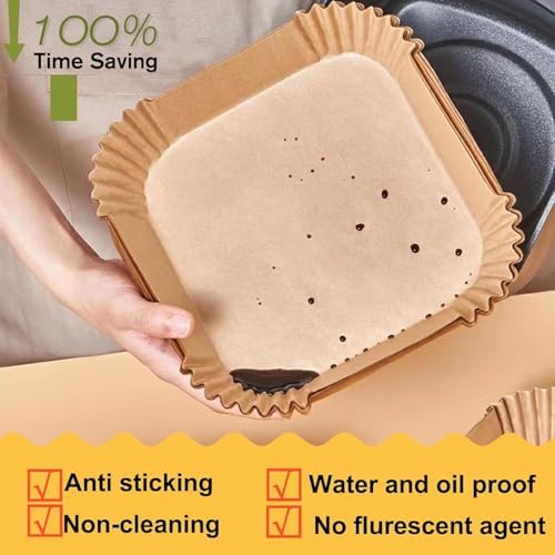 Air Fryer Paper Liners for Chefman 6-8 QT Compact air fryer, 8inch Square