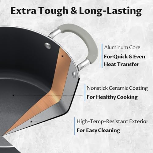 BEZIA 8QT Non Stick Stock Pot with Lid, Ceramic Induction Cooking Pot