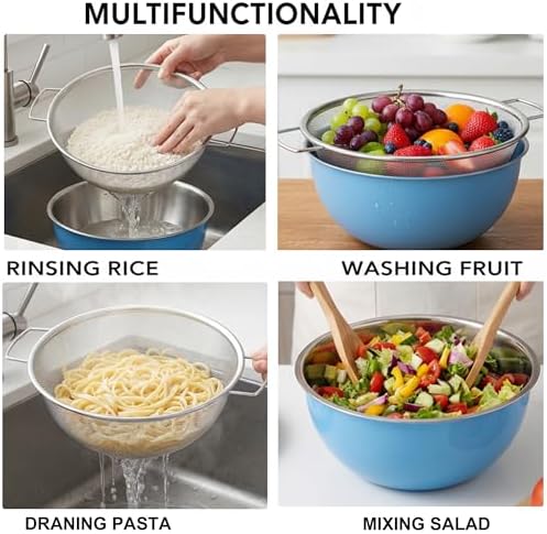 HAPPY KIT 18/8 Stainless Steel Colander with Mixing Bowl, 3.5QT