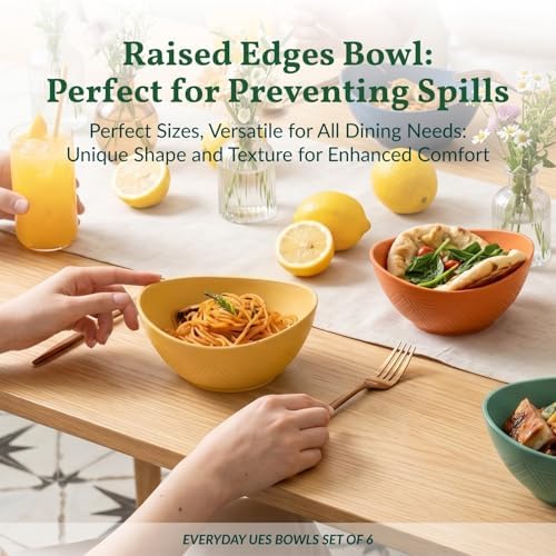Homienly Wheat Straw Bowls Unbreakable Cereal Bowls 26 OZ Serving Bowls for Snack, Dessert, Dinner, Soup, Rice Microwave and Dishwasher Safe Bowls Set for Kitchen, Party, Dorm, RV (4 PCS Multi)