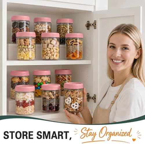 16oz Overnight Oats Containers with Lids, Pink Yogurt Containers with Lids