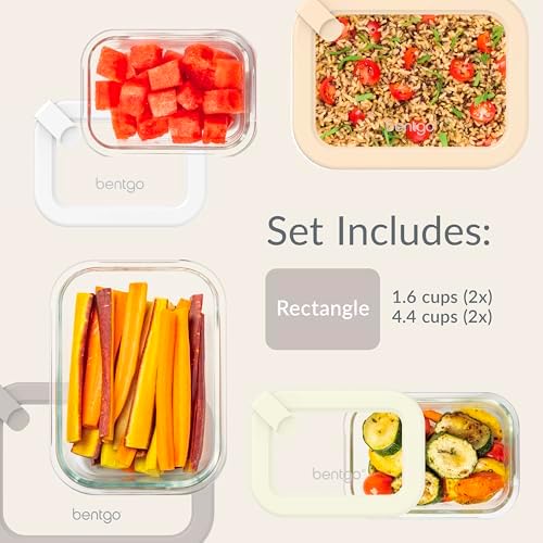 Bentgo Signature Glass Food Storage Containers with Lids, 8 Piece Set