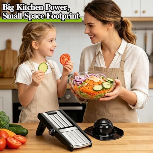 MASTERTOP Mandoline Slicer, 5 in 1 Mandoline Food Slicer, Dishwasher Safe