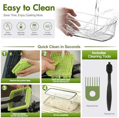 Ourokhome Vegetable Chopper with Container, 8-Blade Onion Chopper & Mandolin Slicer, 2-Lid Food Dicer with Safety Lock, Veggie Shredder Grater for Kitchen Meal Prep, Kitchen Gadgets (8 in 1, Gray)