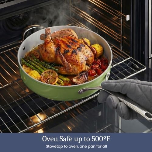 CookinCraze Ceramic Dutch Oven with Lid, 4.5 QT Nonstick Pot for Baking