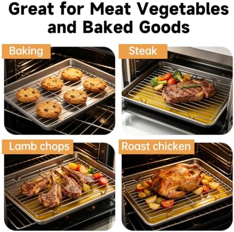 Roasting Rack for 9x13 Inch Pan, Stainless Steel Cooling Racks, 2-Pack