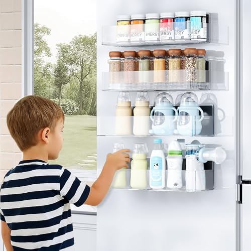 Mystozer Magnetic Spice Rack for Refrigerator Clear, 2 Pack